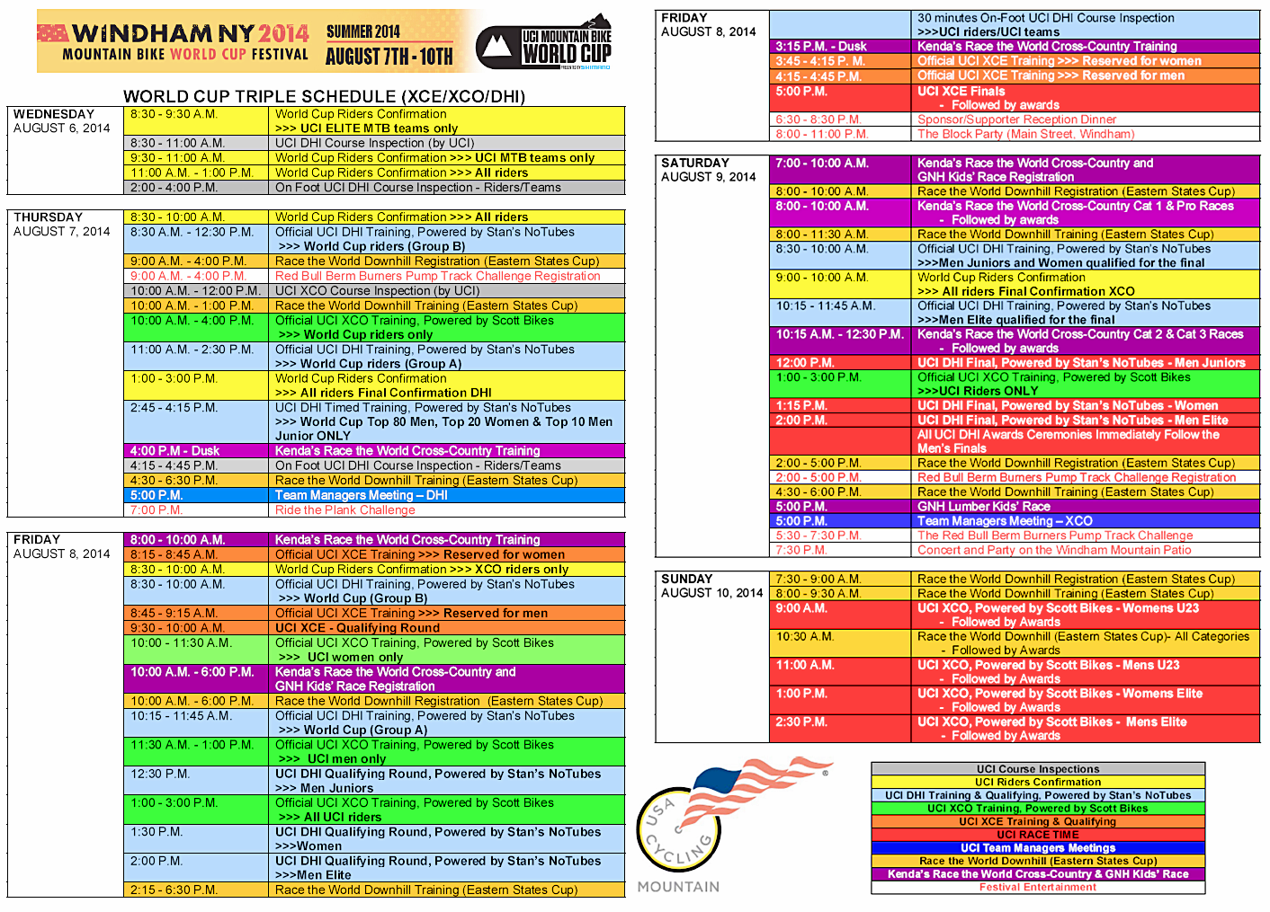 WC Schedule Page 1and 2 – MAXXIS Eastern States Cup presented by Kate's Real Food